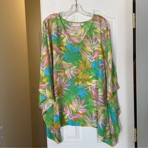 size 2X Belle by Kim Gravel Aloha poncho A596081 Hawaiian Palms